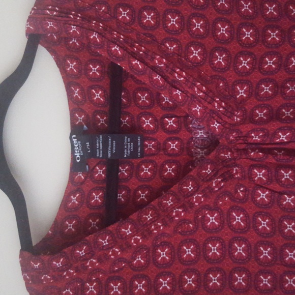 Olsen Long Sleeve Blouse, Dark Red, Size Large (14) - Picture 3 of 11
